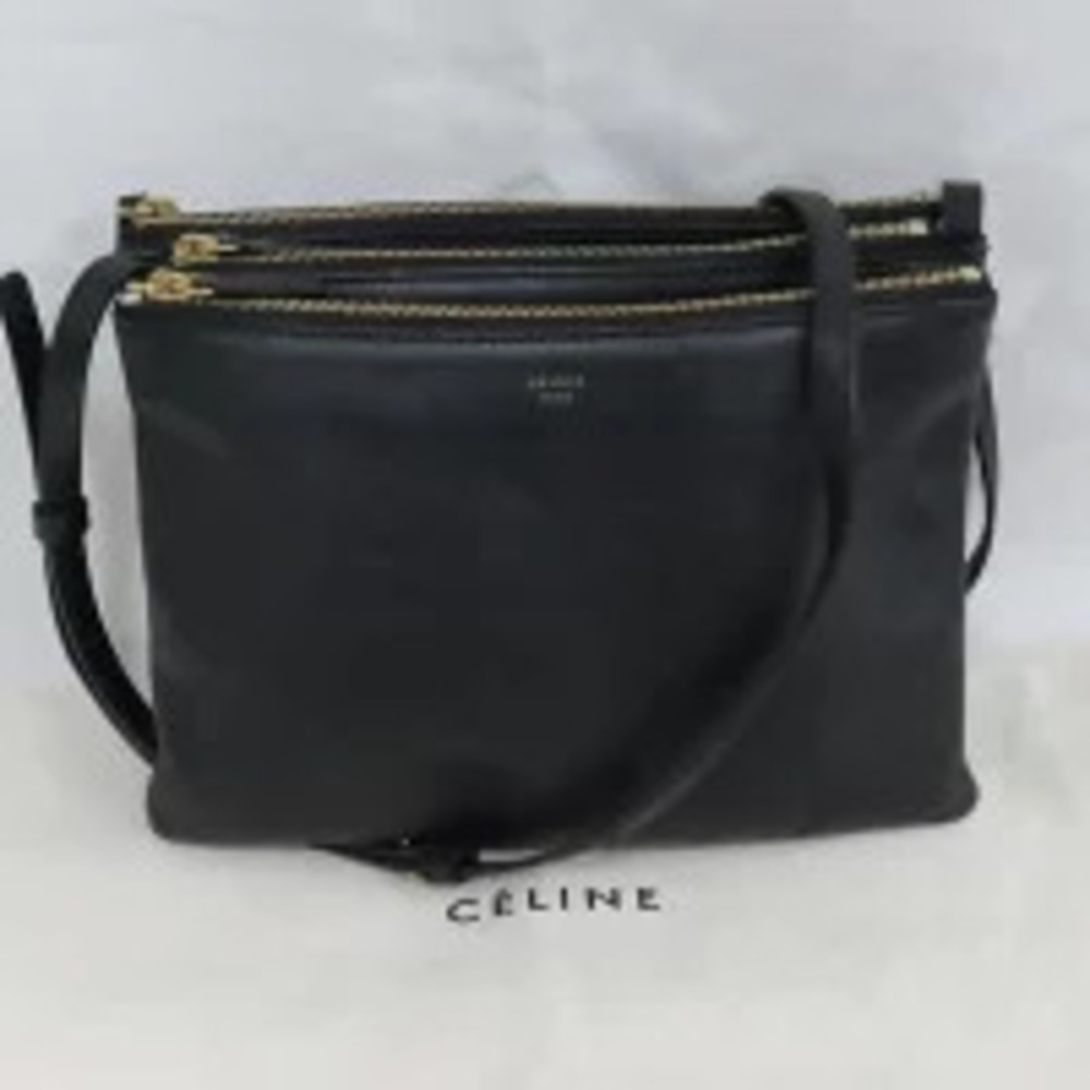 Celine Bag Trio Black Leather Shoulder